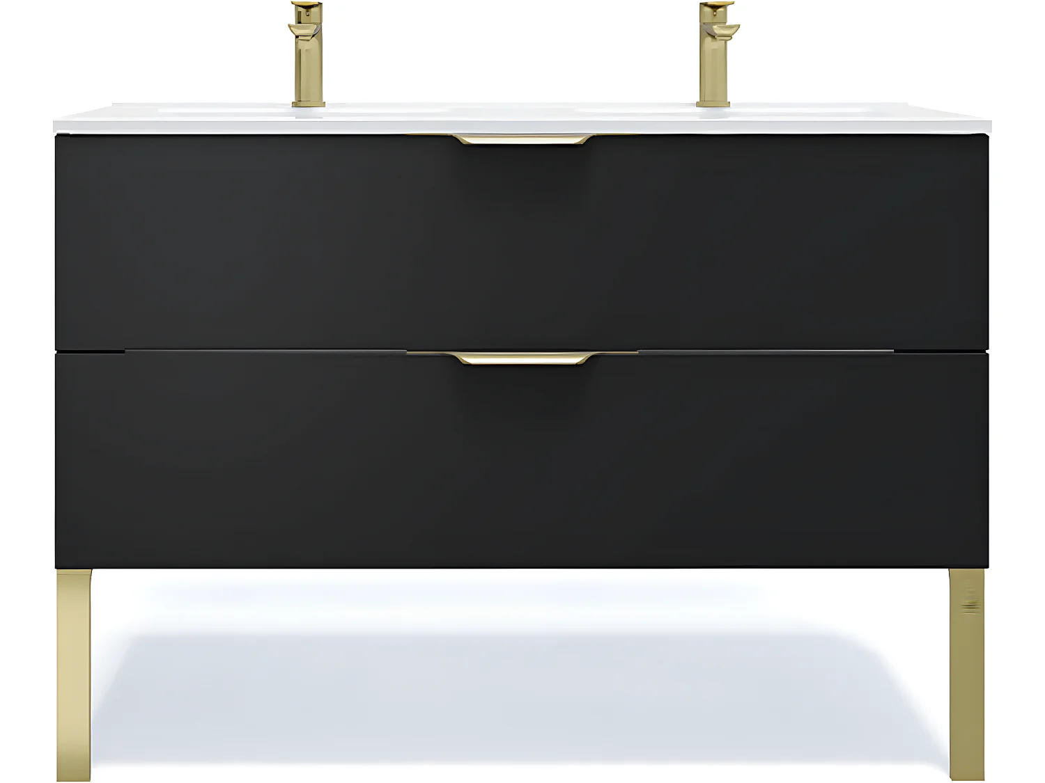 Meuble de salle de bain suspendu double vasque intégrée 120cm 2 tiroirs Noir - Venice