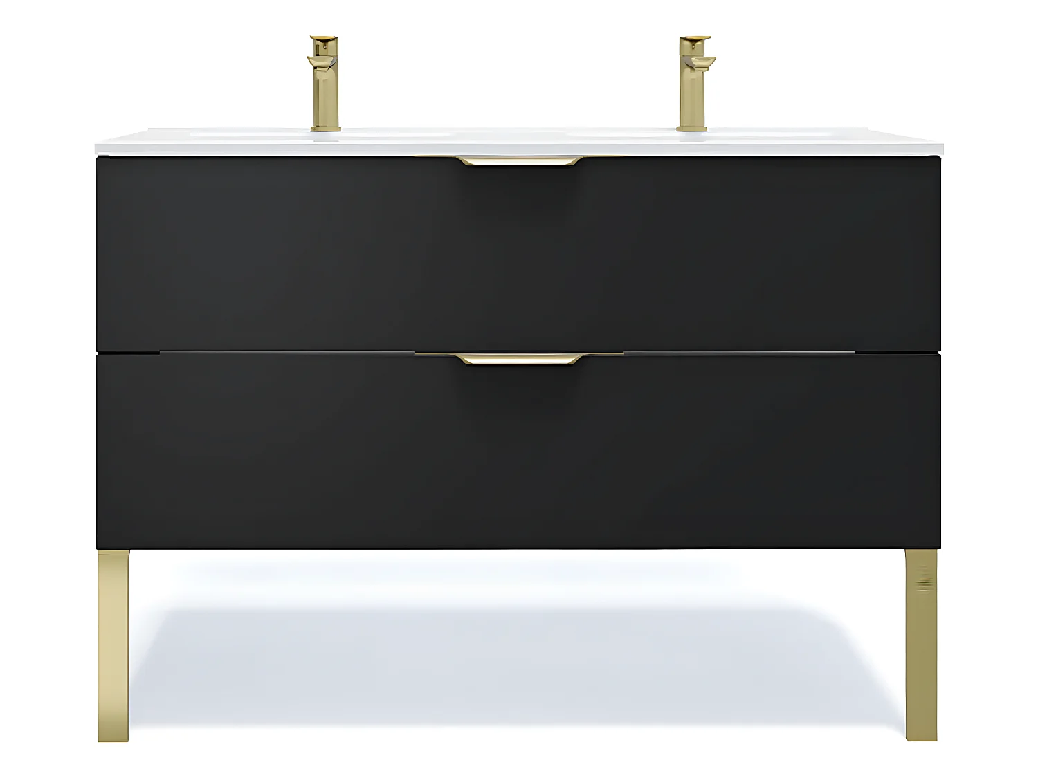 Meuble de salle de bain suspendu double vasque intégrée 120cm 2 tiroirs Noir - Venice