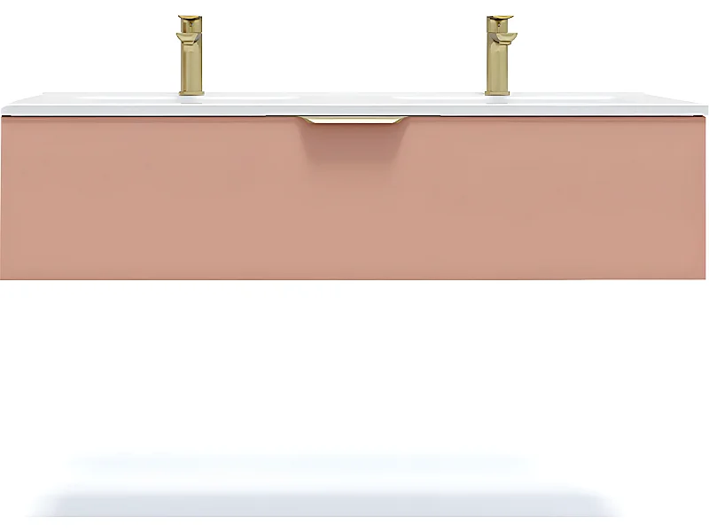 Meuble de salle de bain suspendu double vasque intégrée 120cm 1 tiroir Abricot - Venice