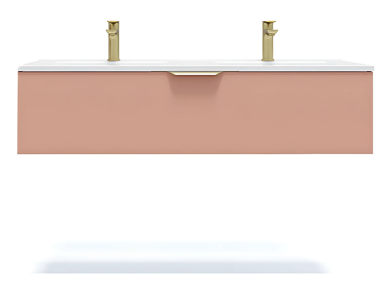 Meuble de salle de bain suspendu double vasque intégrée 120cm 1 tiroir Abricot - Venice