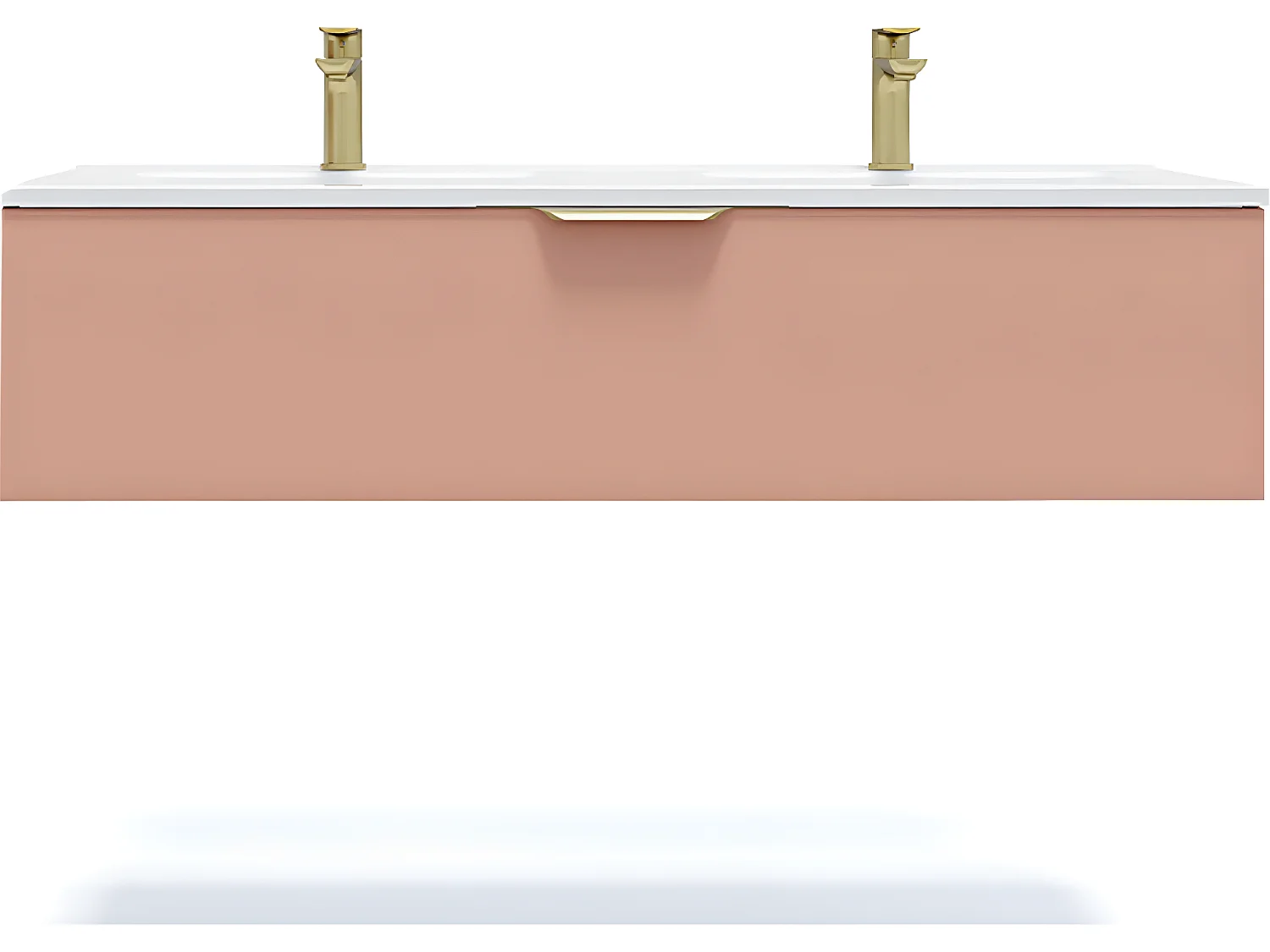 Meuble de salle de bain suspendu double vasque intégrée 120cm 1 tiroir Abricot - Venice