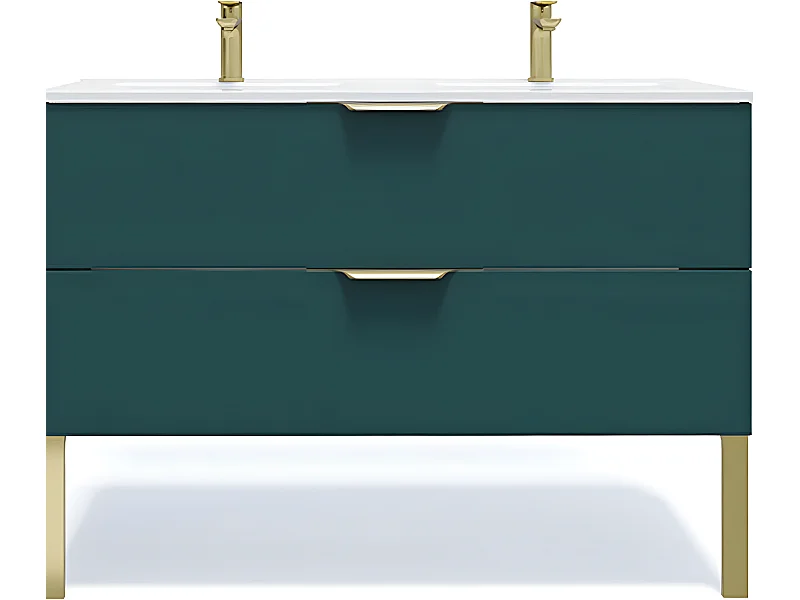 Meuble de salle de bain suspendu double vasque intégrée 120cm 2 tiroirs Bleu - Venice