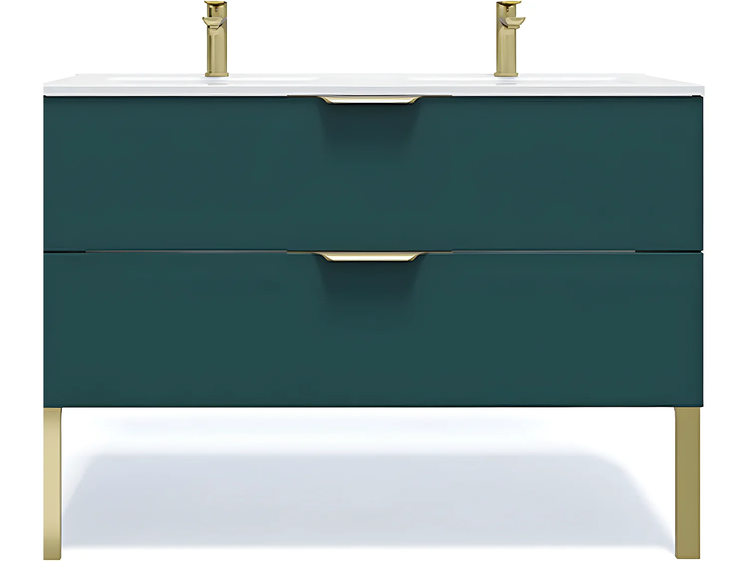 Meuble de salle de bain suspendu double vasque intégrée 120cm 2 tiroirs Bleu - Venice