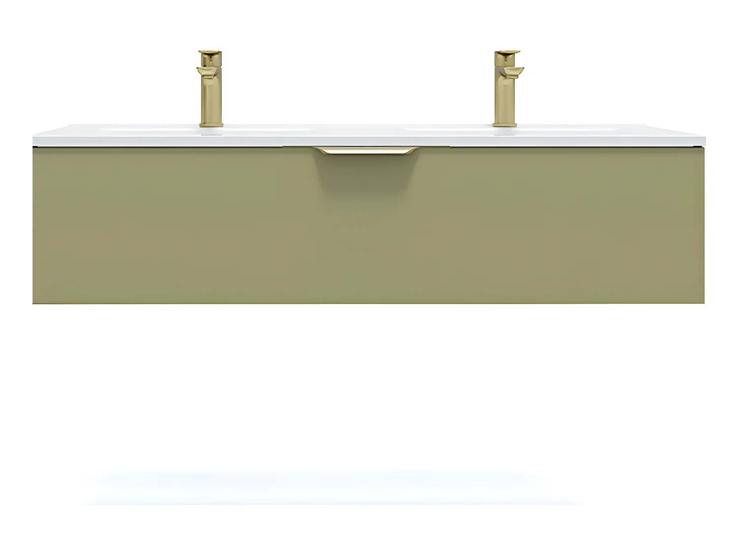 Meuble de salle de bain suspendu double vasque intégrée 120cm 1 tiroir Vert olive - Venice