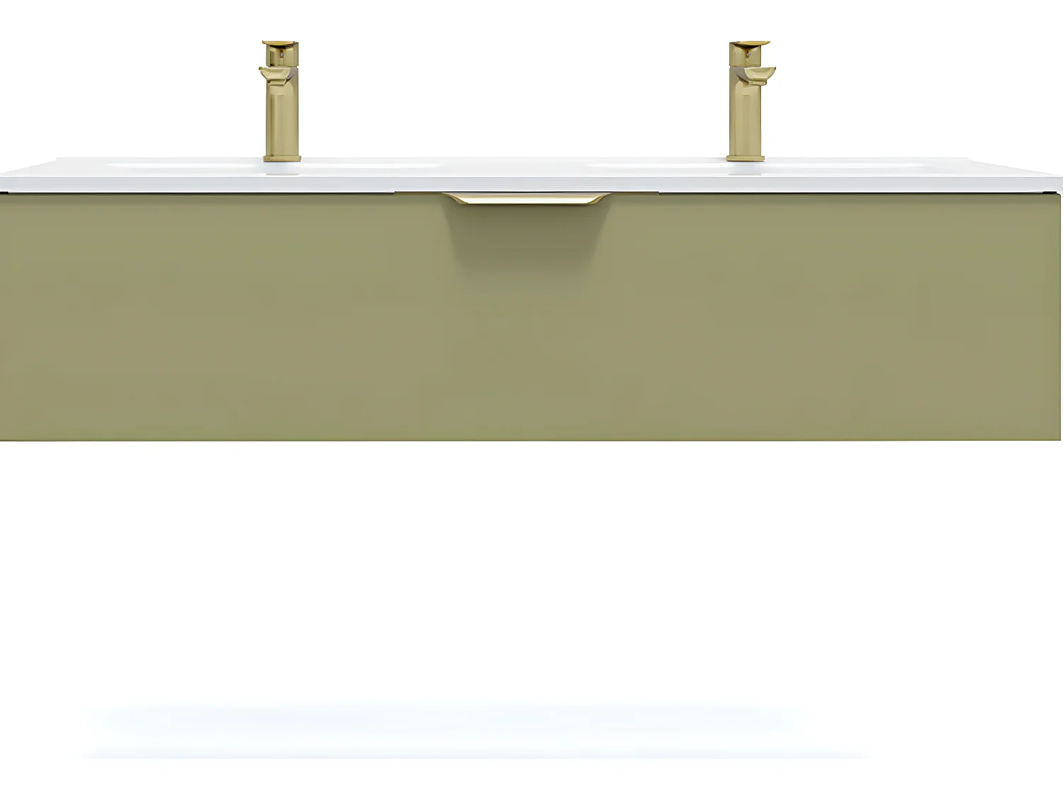 Meuble de salle de bain suspendu double vasque intégrée 120cm 1 tiroir Vert olive - Venice