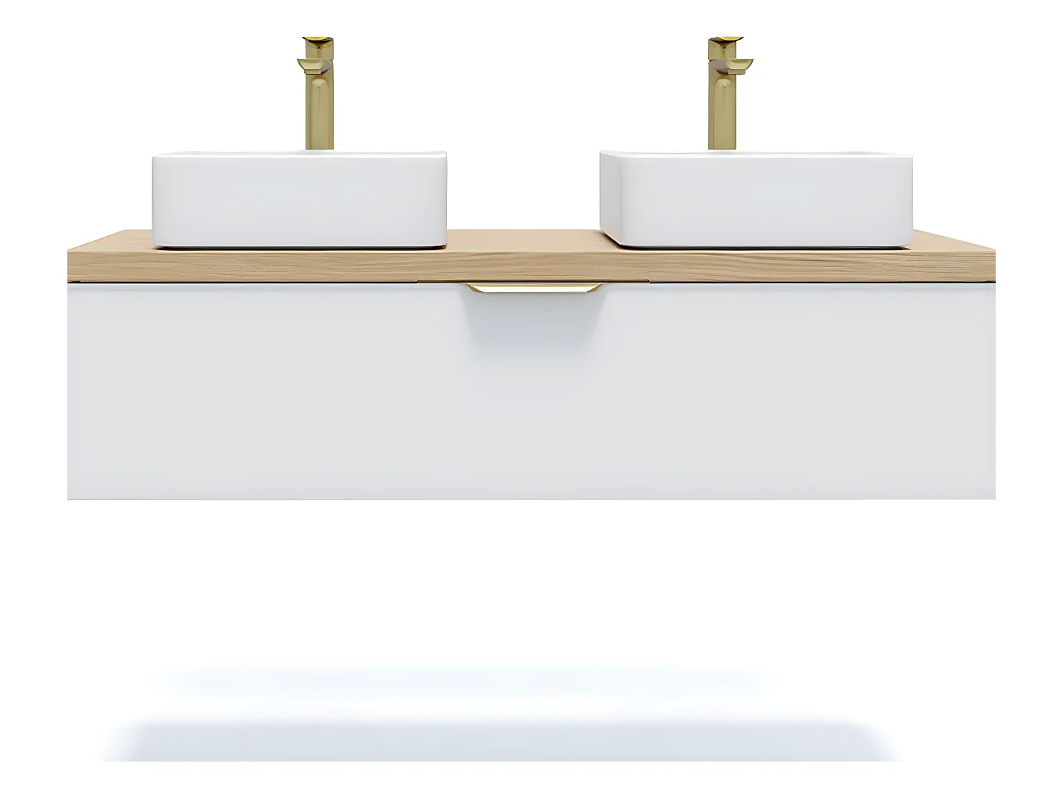 Meuble de salle de bain suspendu 2 vasques à poser 120cm 1 tiroir Blanc - Venice
