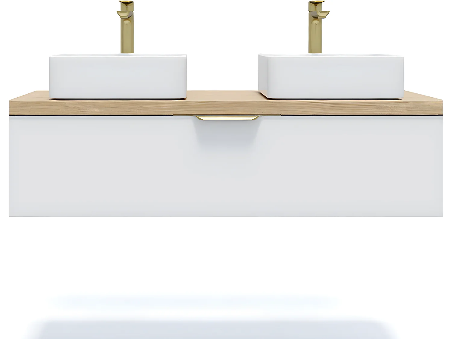 Meuble de salle de bain suspendu 2 vasques à poser 120cm 1 tiroir Blanc - Venice