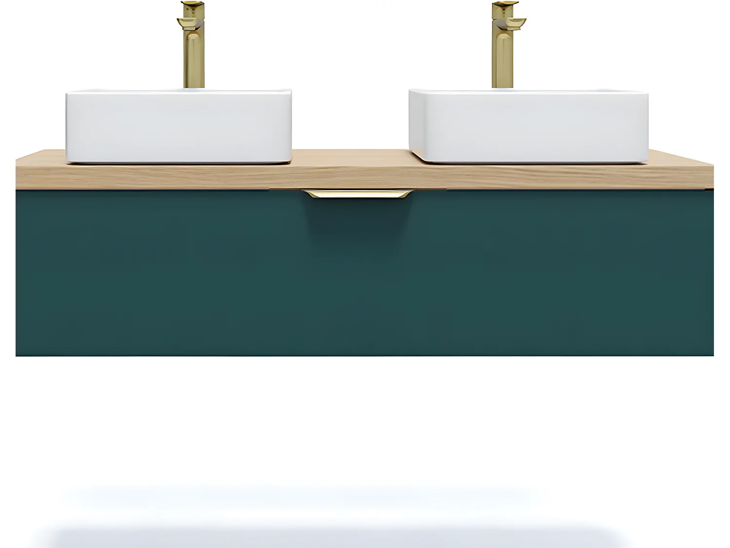 Meuble de salle de bain suspendu 2 vasques à poser 120cm 1 tiroir Bleu - Venice