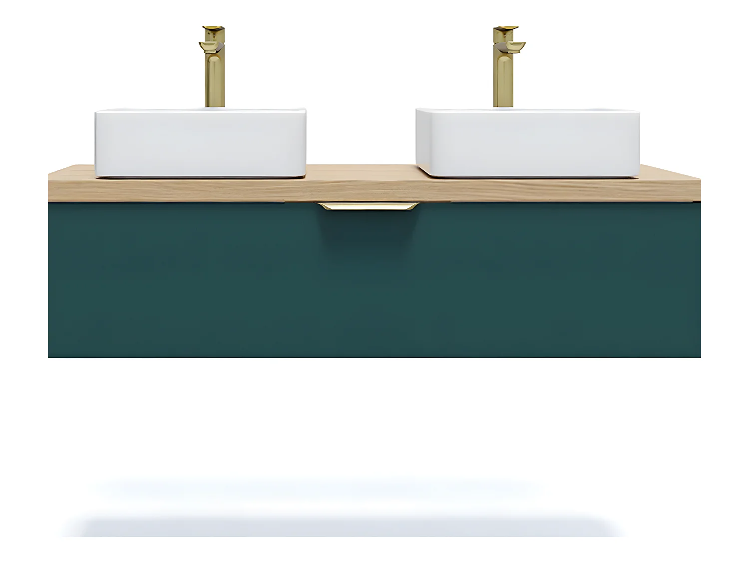 Meuble de salle de bain suspendu 2 vasques à poser 120cm 1 tiroir Bleu - Venice