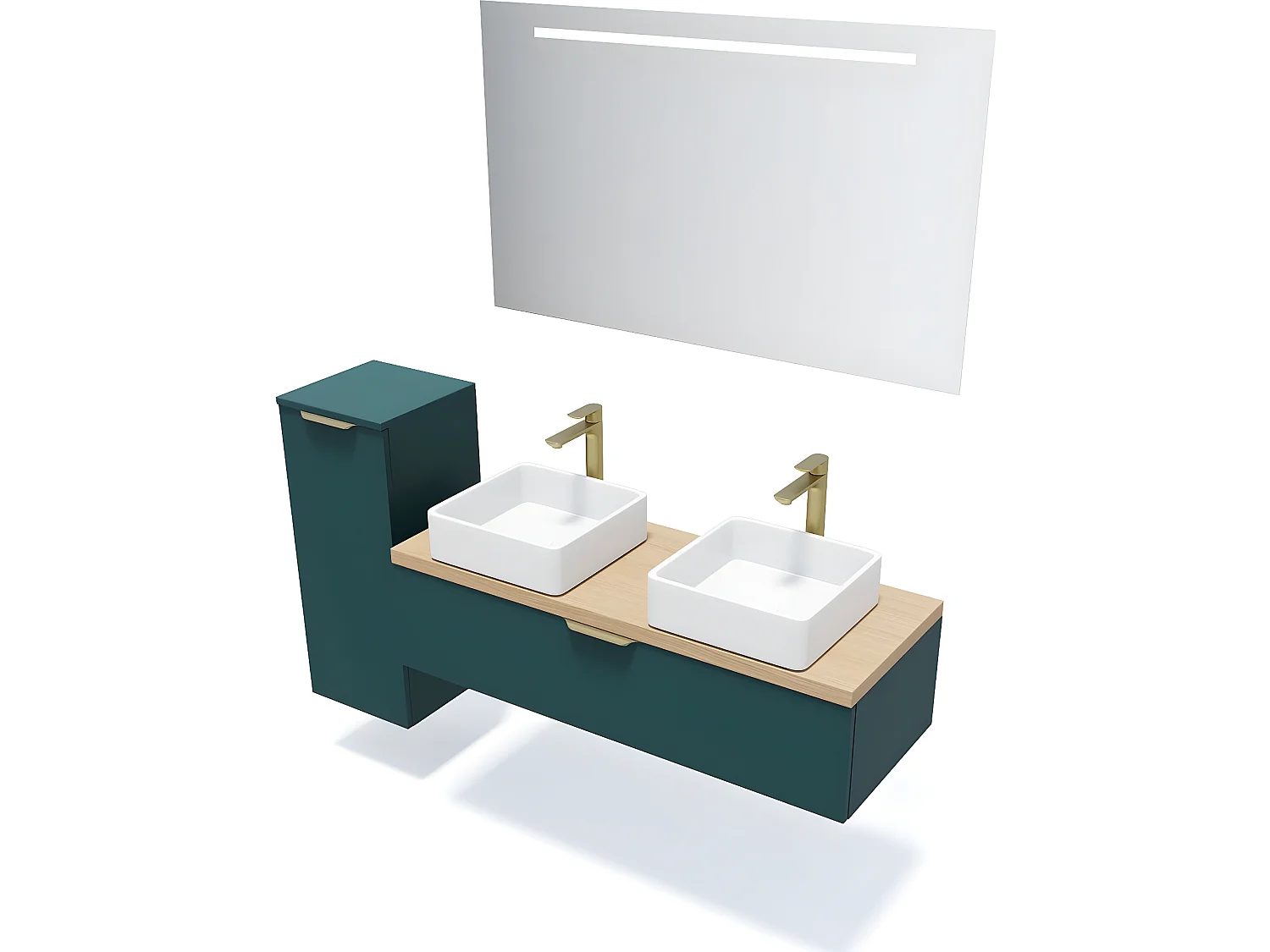 Meuble de salle de bain suspendu 2 vasques à poser 120cm 1 tiroir Bleu - Venice