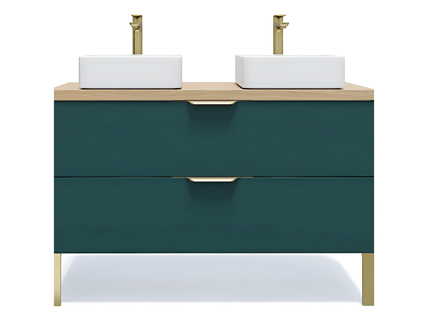 Meuble de salle de bain suspendu 2 vasques à poser 120cm 2 tiroirs Bleu - Venice