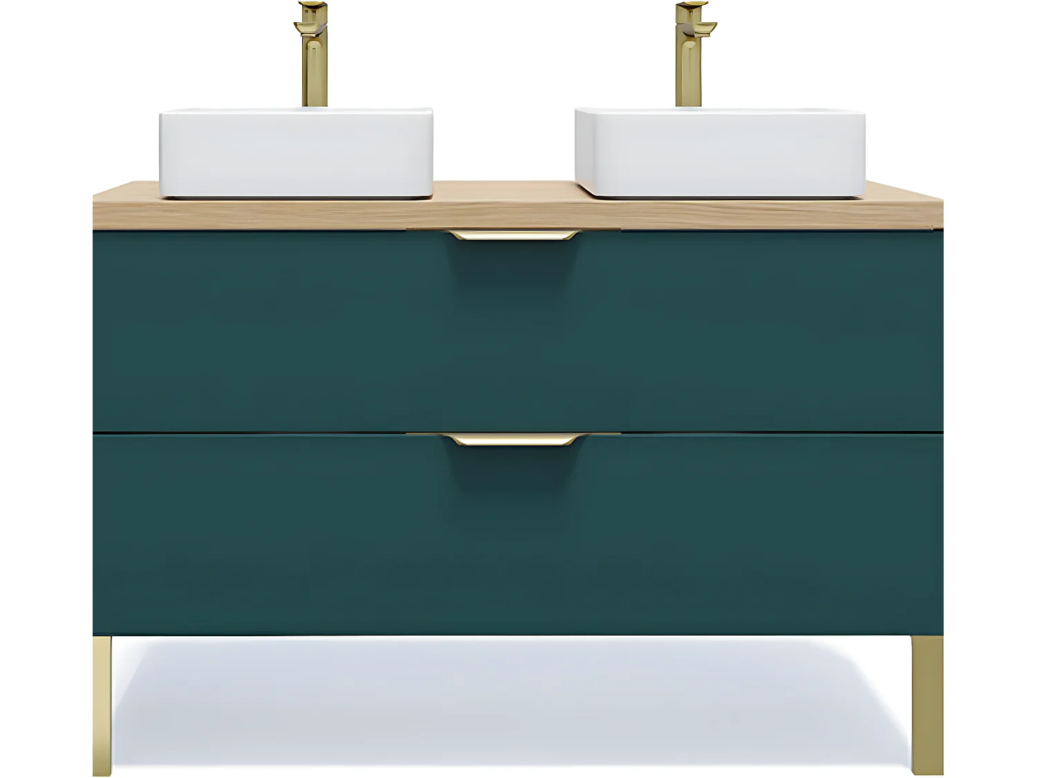 Meuble de salle de bain suspendu 2 vasques à poser 120cm 2 tiroirs Bleu - Venice