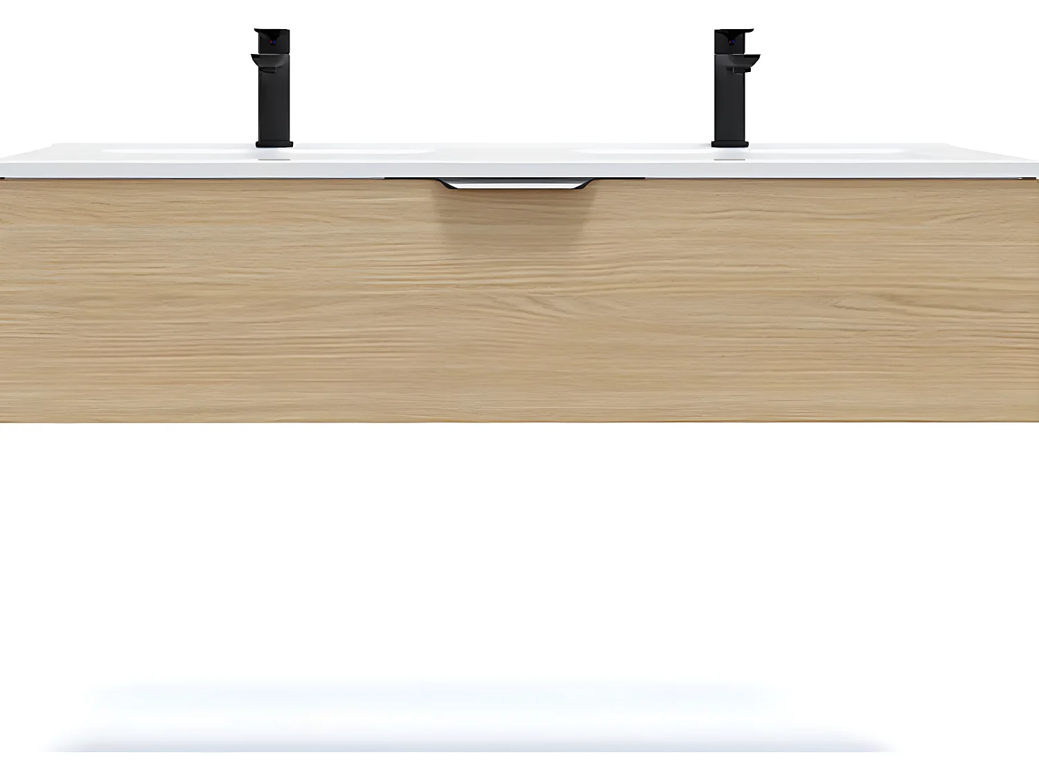 Meuble de salle de bain suspendu double vasque intégrée 120cm 1 tiroir Chêne clair - Venice