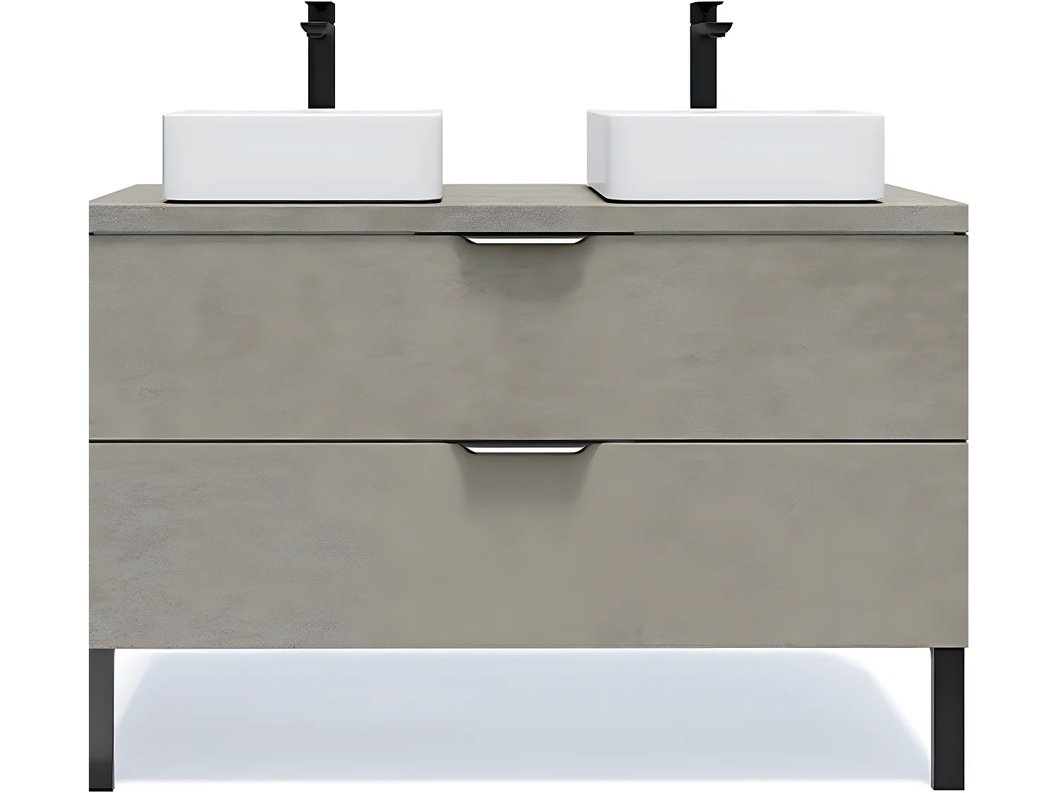 Meuble de salle de bain suspendu 2 vasques à poser 120cm 2 tiroirs façon Béton - Venice