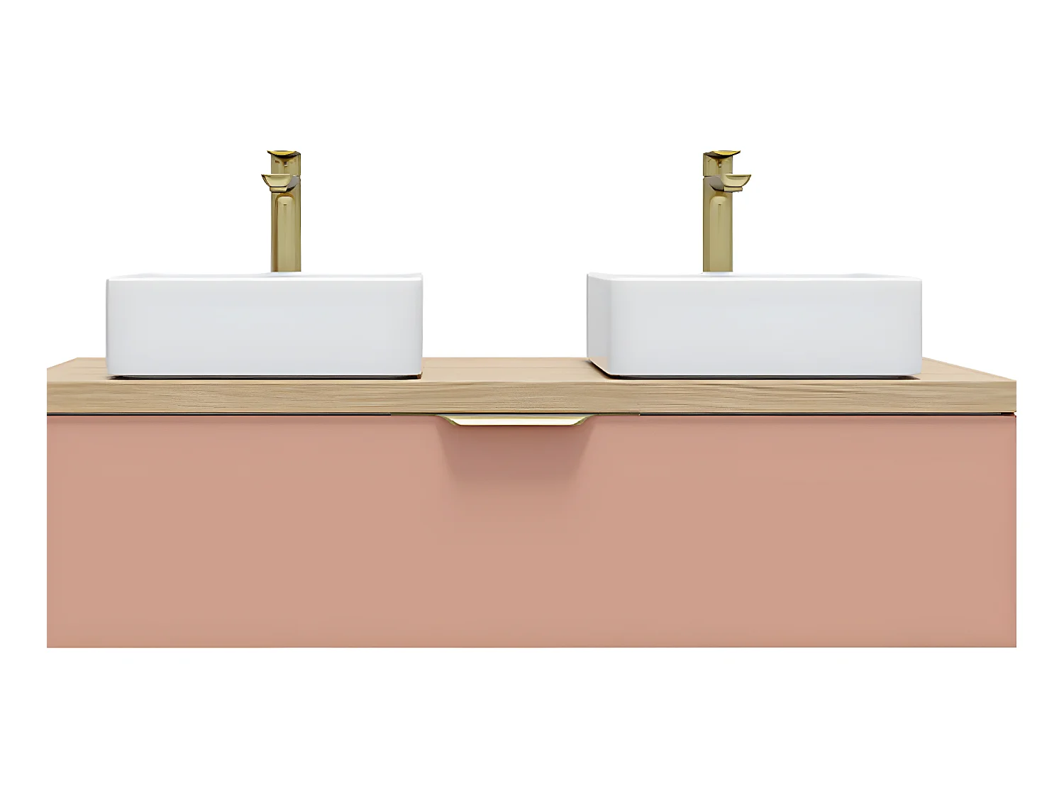 Meuble de salle de bain suspendu 2 vasques à poser 120cm 1 tiroir Abricot - Venice