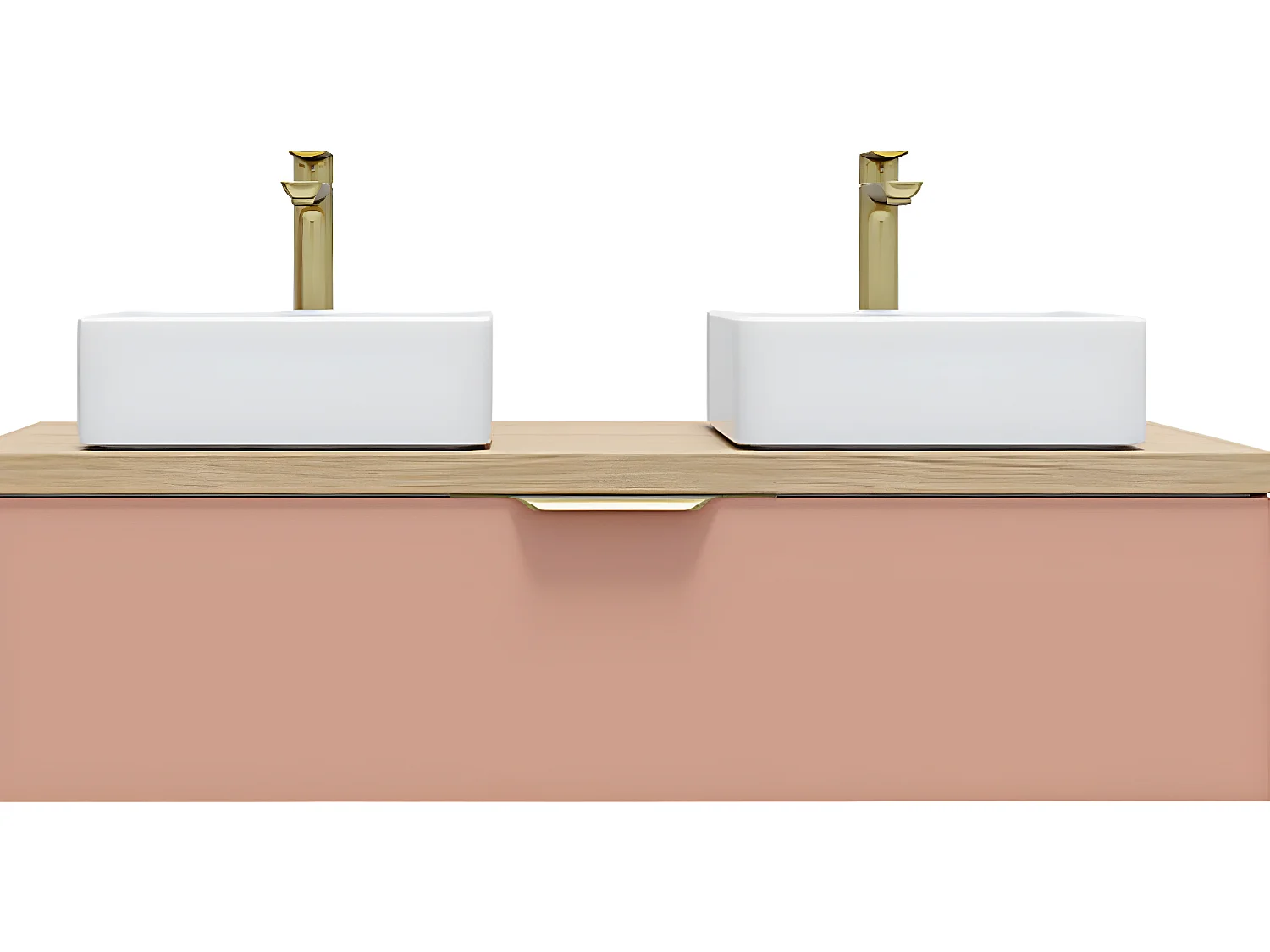 Meuble de salle de bain suspendu 2 vasques à poser 120cm 1 tiroir Abricot - Venice