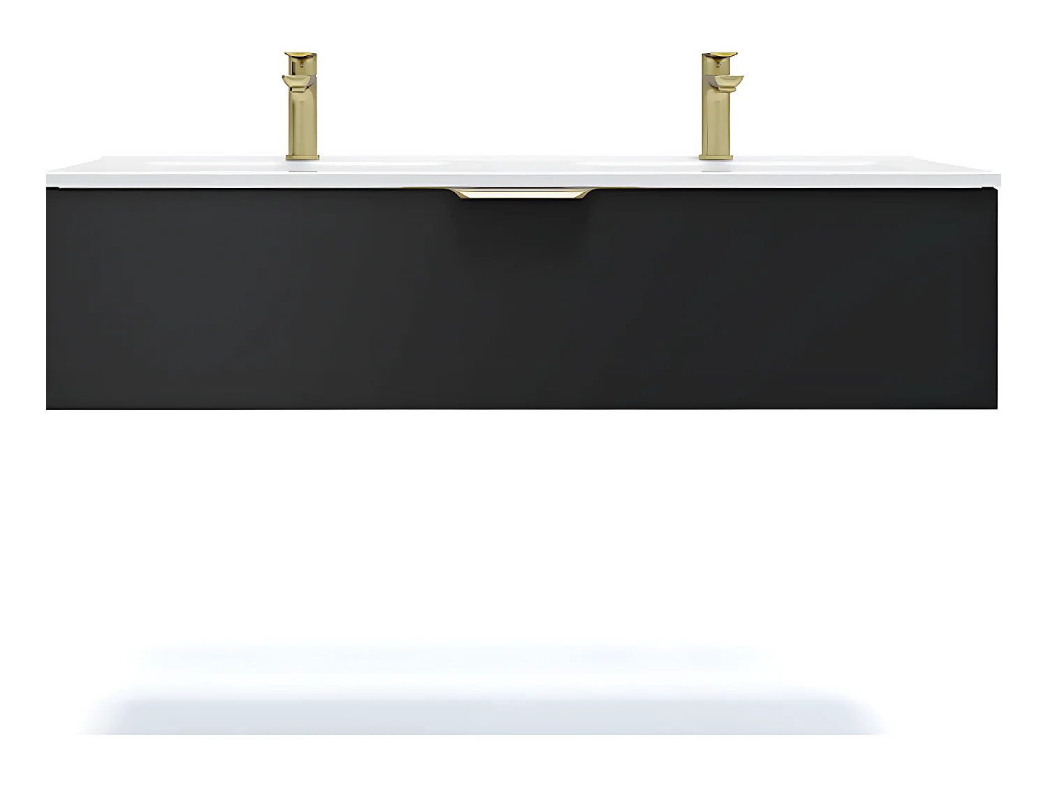 Meuble de salle de bain suspendu double vasque intégrée 120cm 1 tiroir Noir - Venice