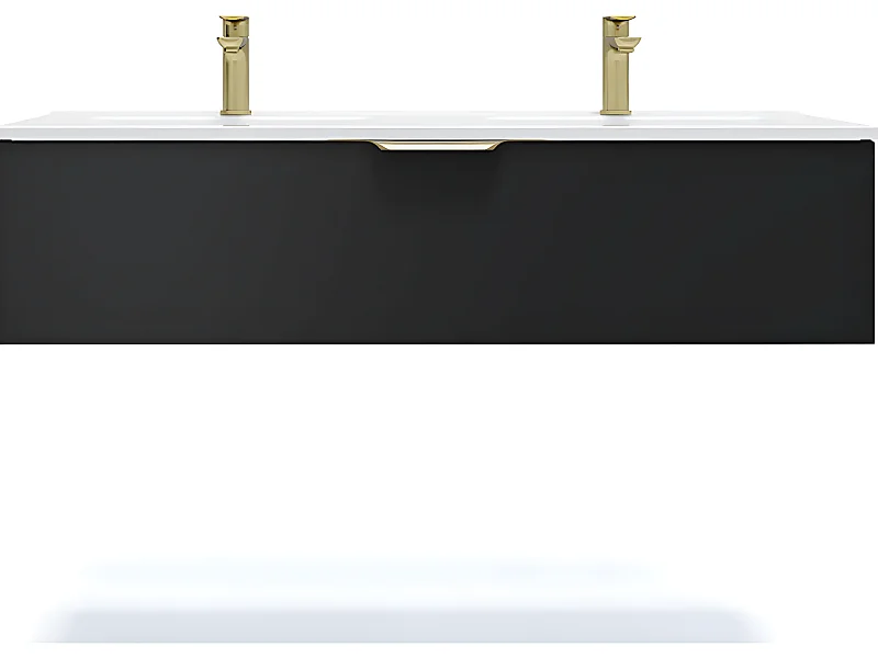Meuble de salle de bain suspendu double vasque intégrée 120cm 1 tiroir Noir - Venice