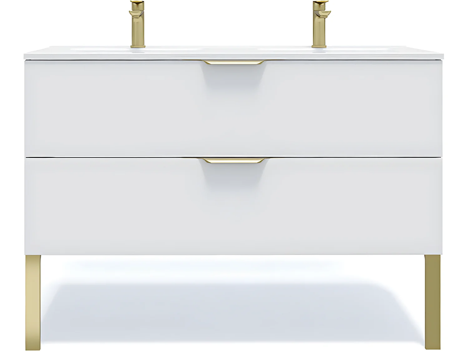 Meuble de salle de bain suspendu double vasque intégrée 120cm 2 tiroirs Blanc - Venice