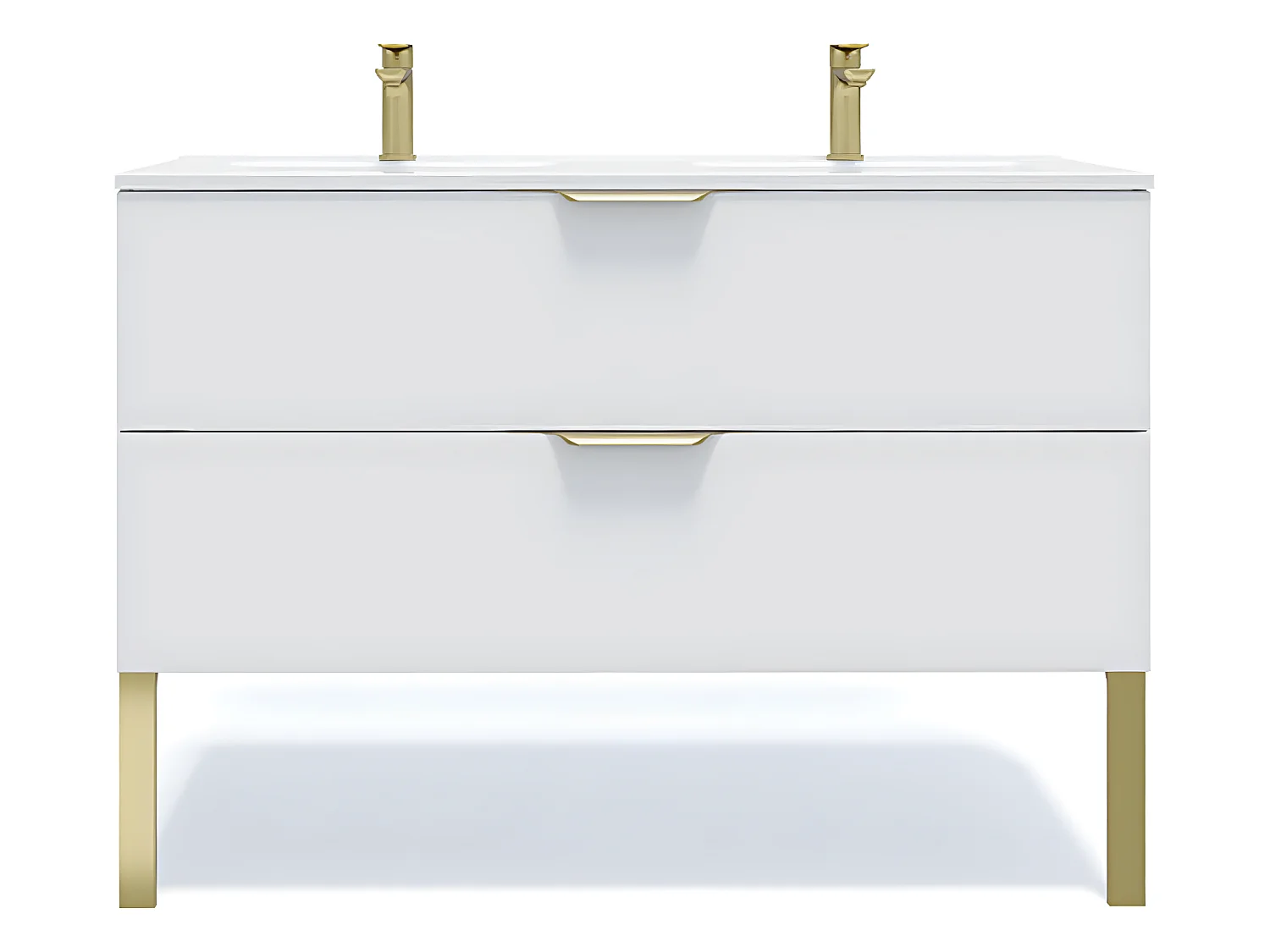 Meuble de salle de bain suspendu double vasque intégrée 120cm 2 tiroirs Blanc - Venice