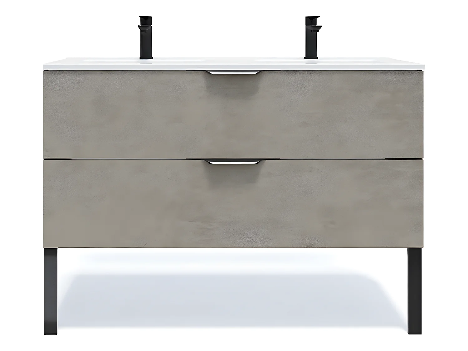Meuble de salle de bain suspendu double vasque intégrée 120cm 2 tiroirs façon Béton - Venice