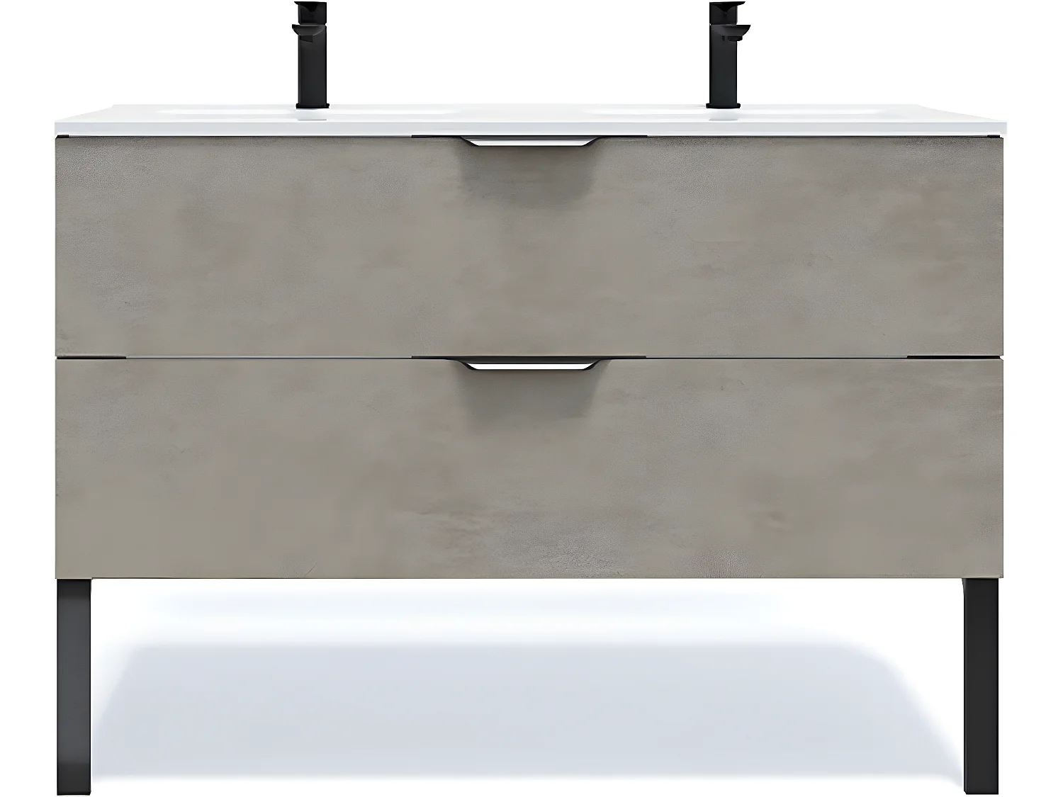 Meuble de salle de bain suspendu double vasque intégrée 120cm 2 tiroirs façon Béton - Venice