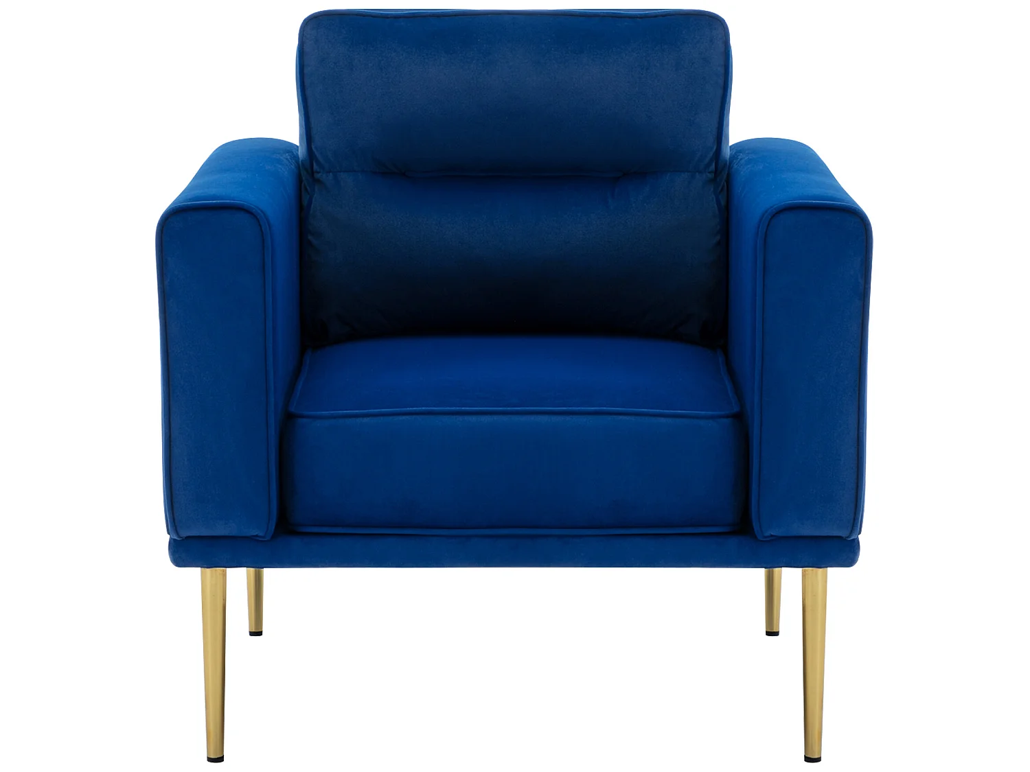 Sessel aus Samtstoff – goldene Metallbeine – moderner Stil – blau