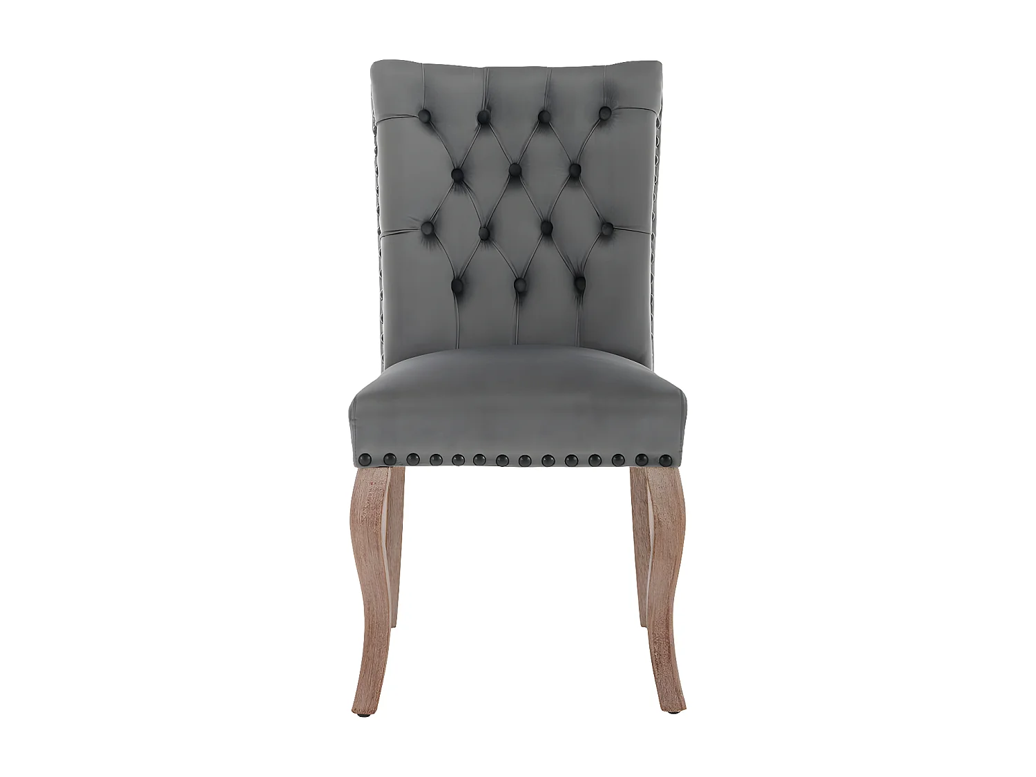 Set aus 2 Samtpolsterstühlen - Gestell aus Massivholz - grau