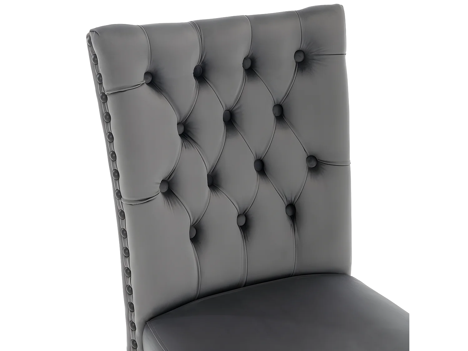 Juego de 4 sillas acolchadas de terciopelo - estructura de madera maciza - gris