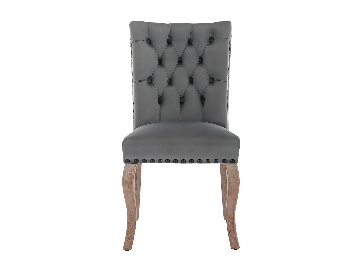 Set aus 6 Samtpolsterstühlen - Gestell aus Massivholz - grau