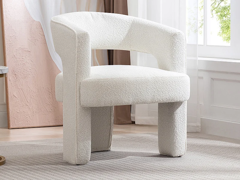 Poltrona in Tessuto bouclette Bianco - FONTANOVA