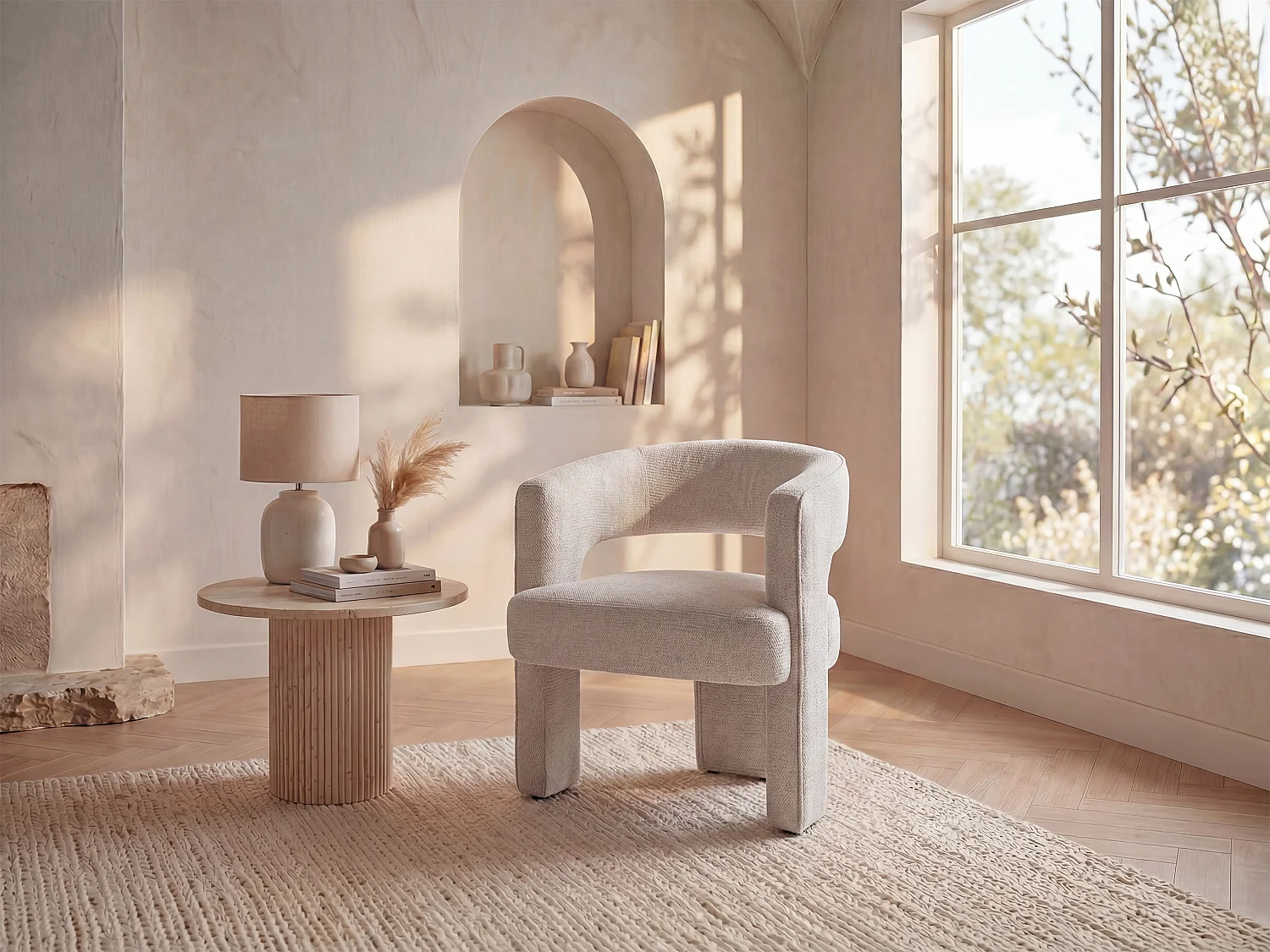Sessel - Strukturstoff - Beige - FONTANOVA