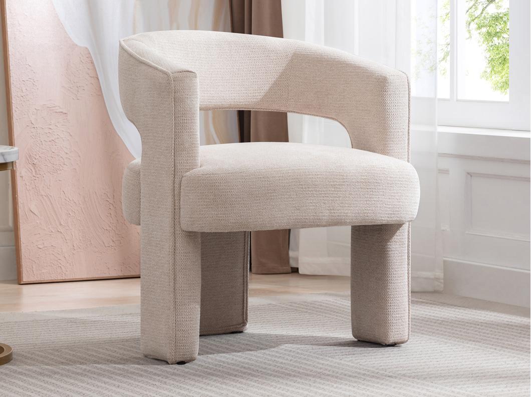 Fauteuil en tissu texturé beige FONTANOVA