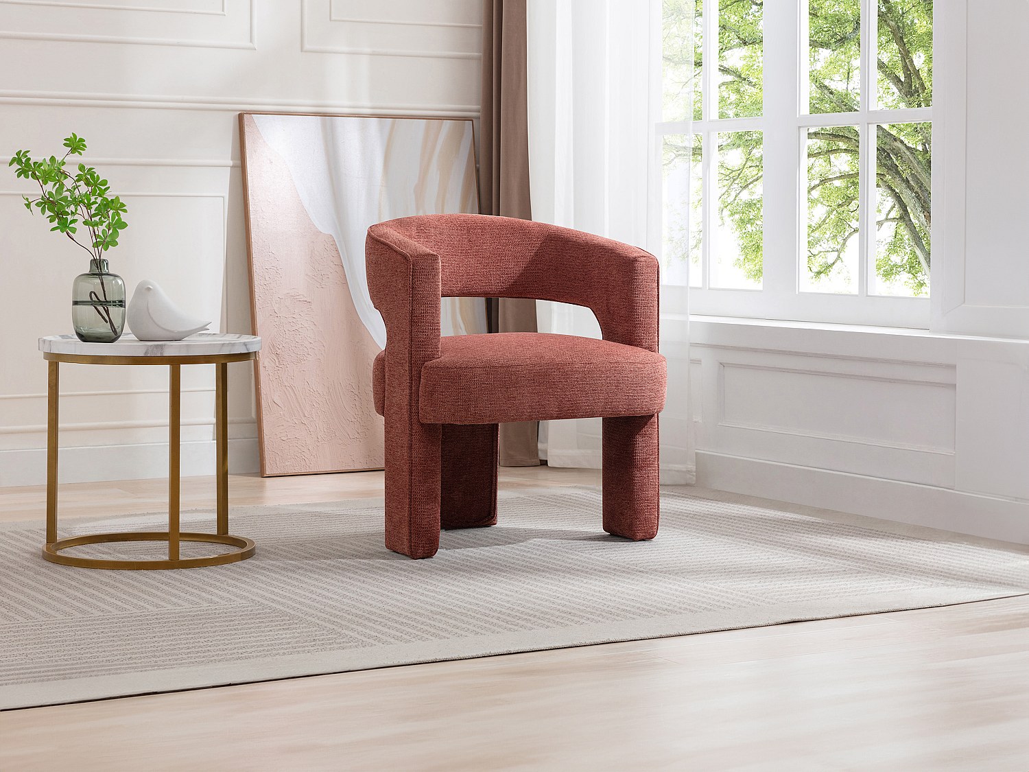Vente-unique Sessel - Strukturstoff - Terracotta - Fontanova