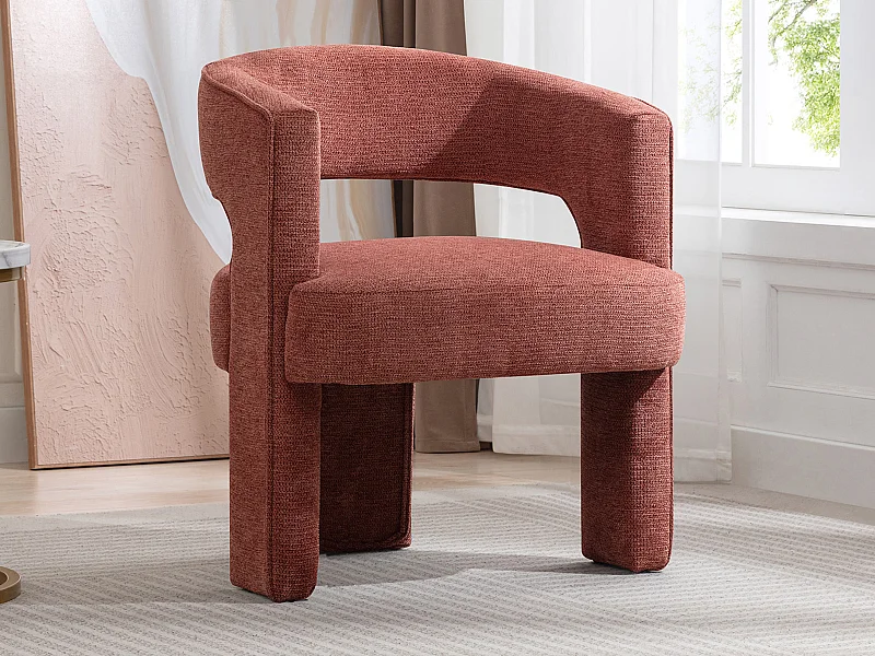 Fauteuil en tissu texturé terracotta FONTANOVA