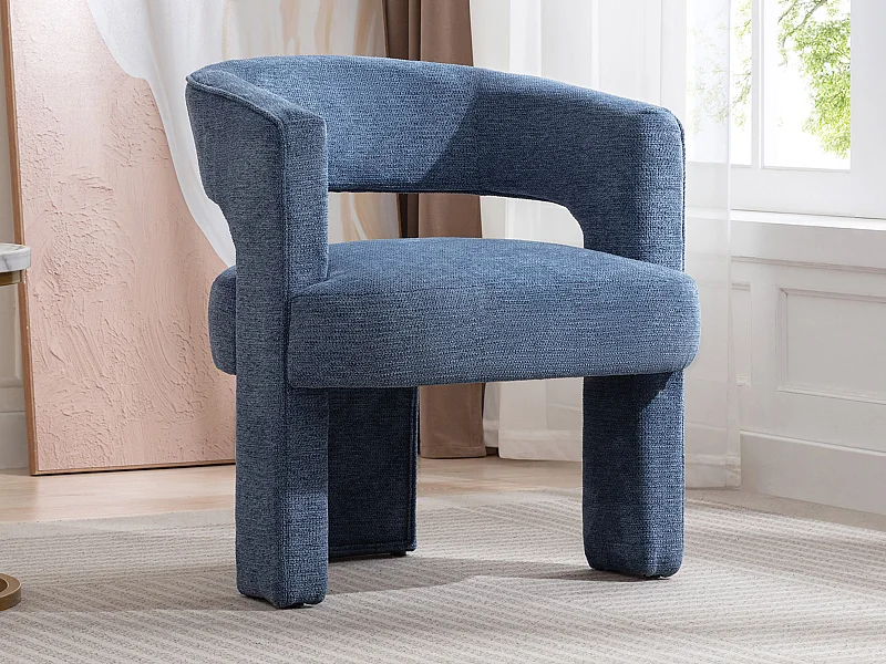 Fauteuil en tissu texturé bleu FONTANOVA