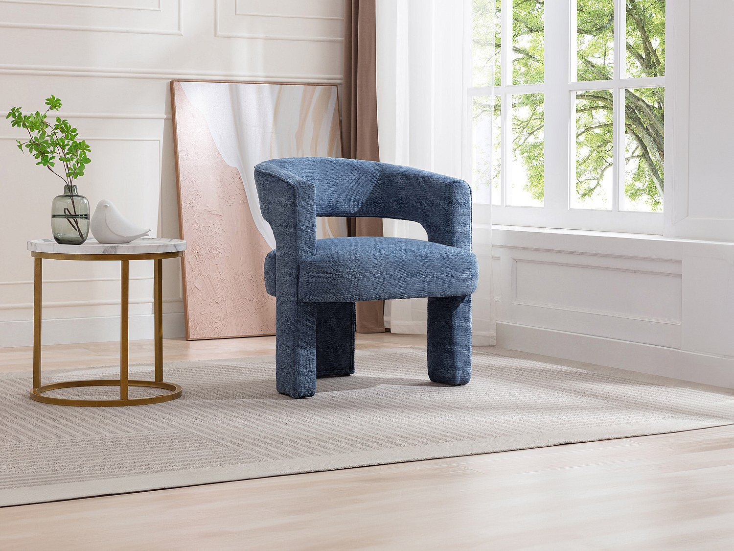 Vente-unique Sessel - Strukturstoff - Blau - Fontanova