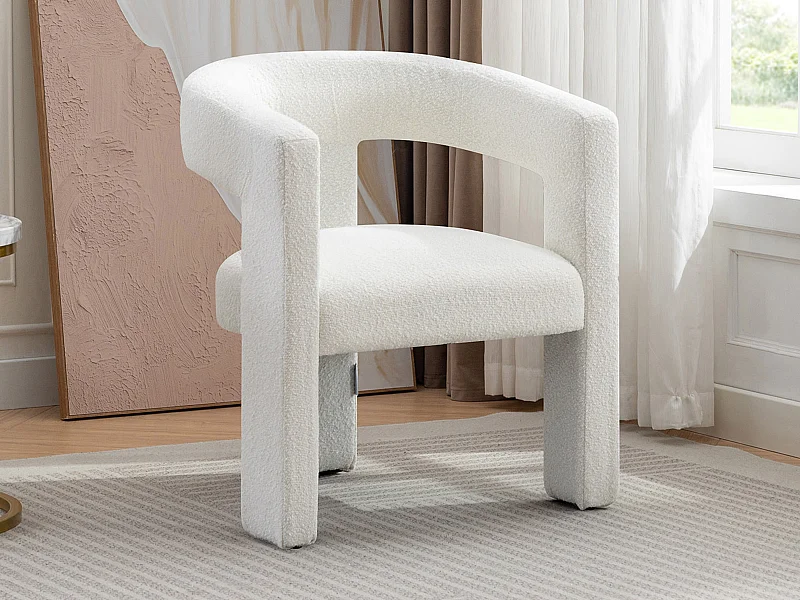 Fauteuil in wit bouclé FAVINA