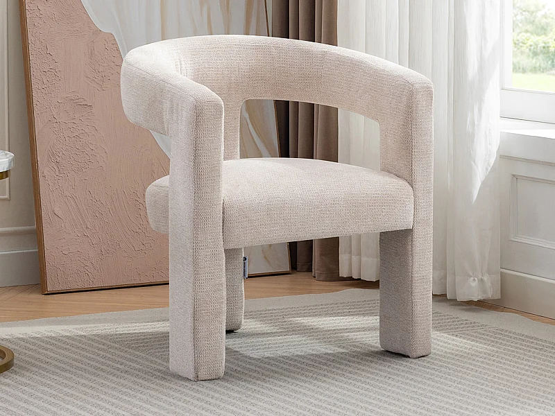 Fauteuil en tissu texturé beige FAVINA