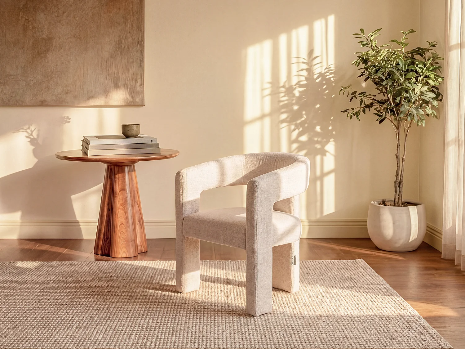 Sillón de tela beige FAVINA