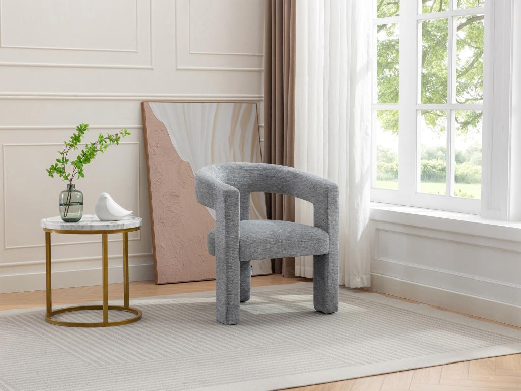 Fauteuil en tissu texturé gris FAVINA