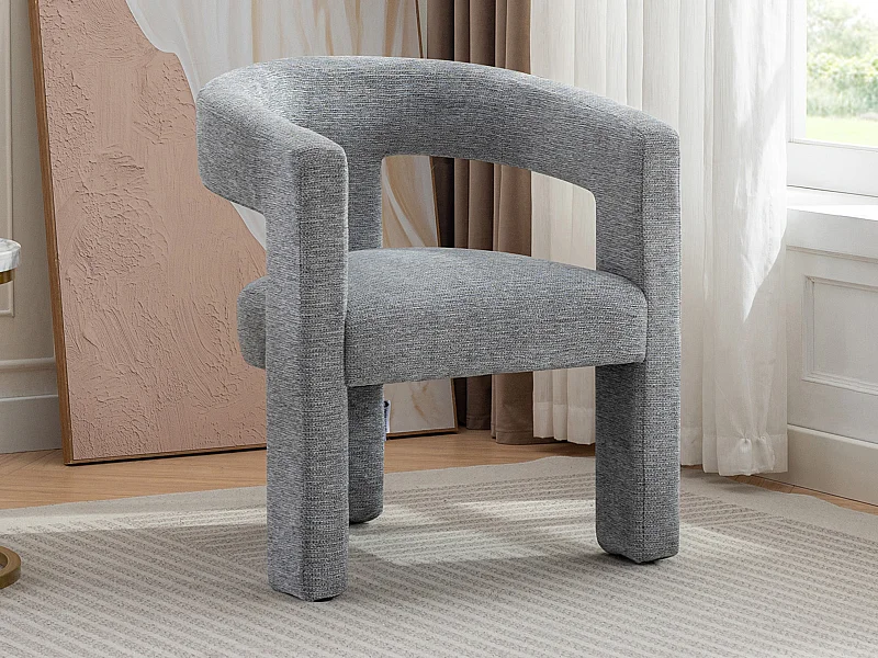 Fauteuil en tissu texturé gris FAVINA