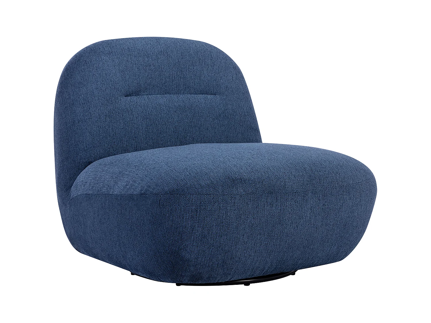 Sillón giratorio de tela texturizada azul POZETI