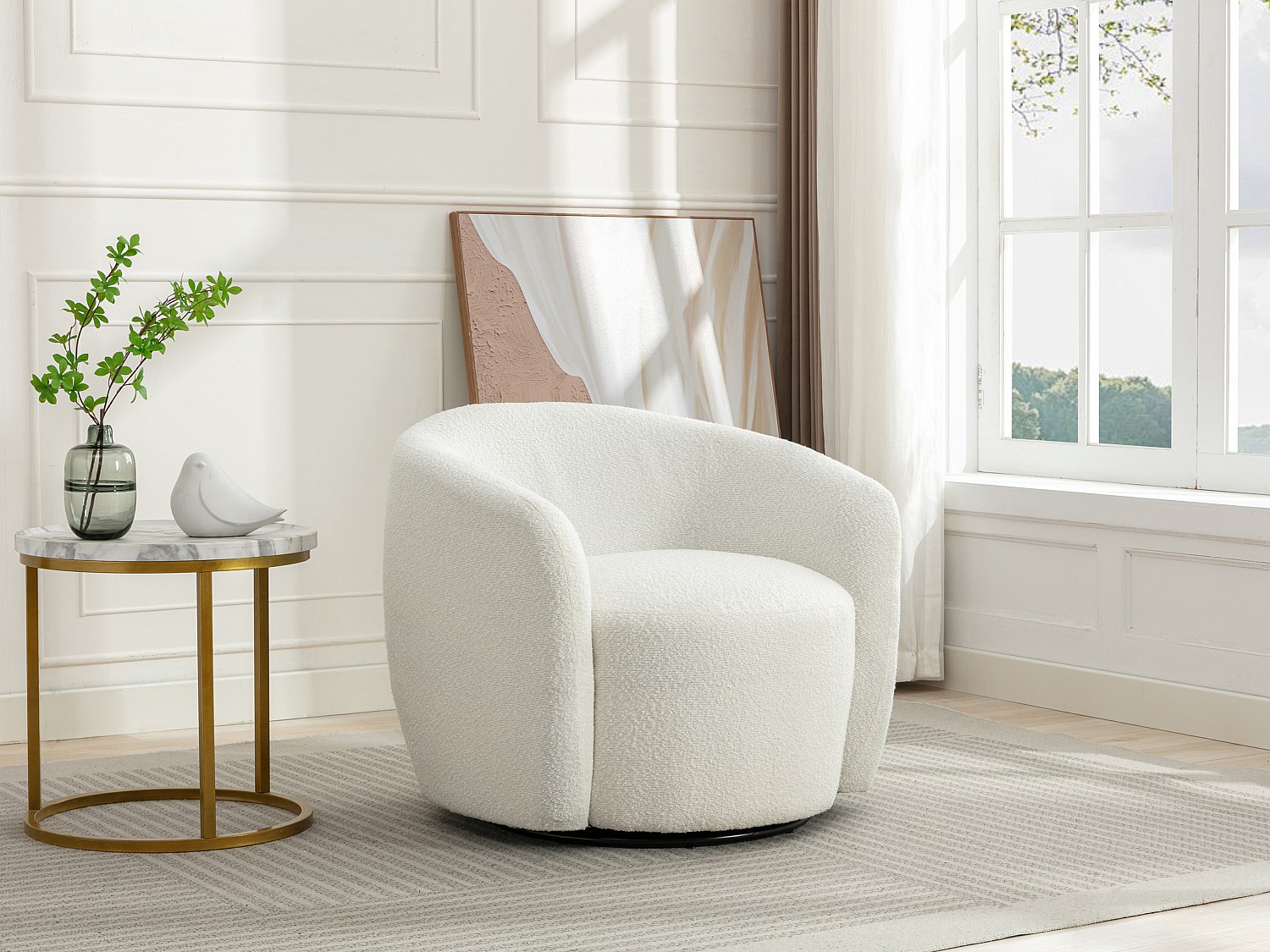 Drehsessel – Kunstfell – Beige – VEREIDE günstig online kaufen