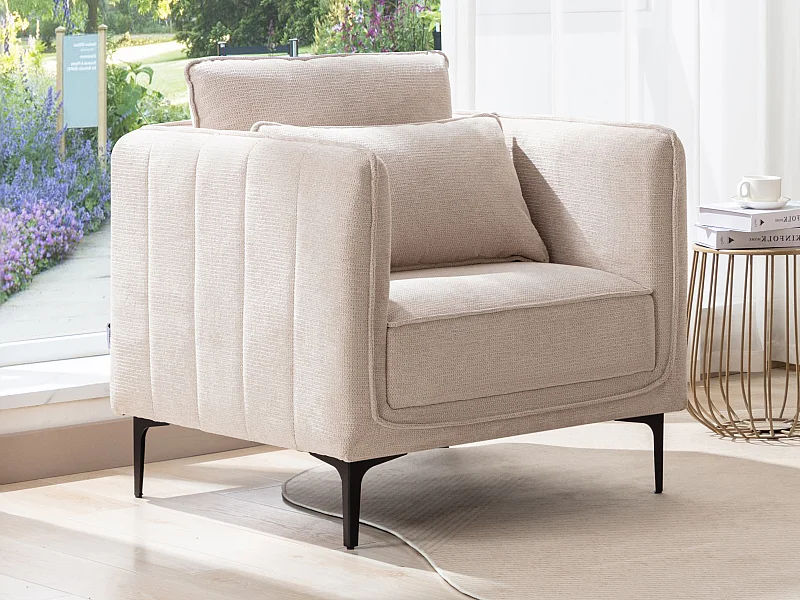 Fauteuil en tissu beige TORMELDA