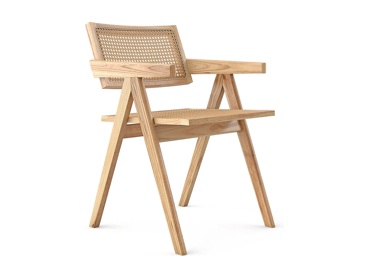 Chaise de salle à manger en rotin canné - avec accoudoirs - Kane Bois naturel