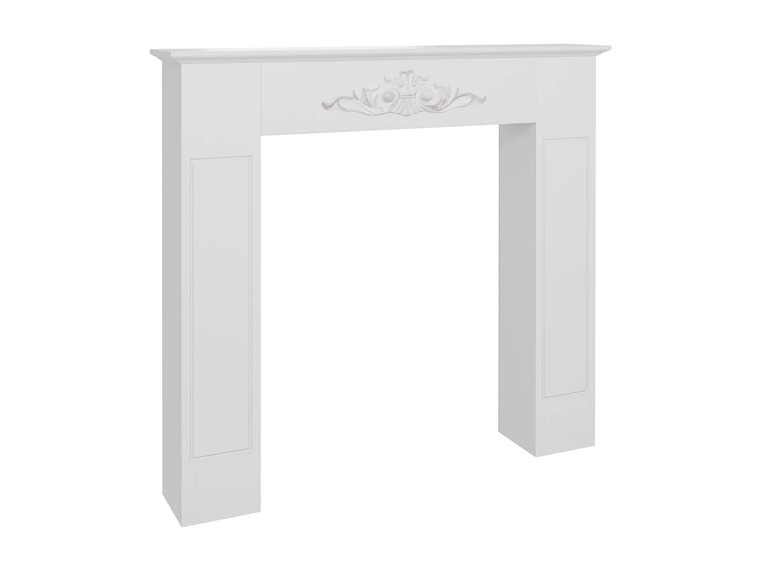 Manteau de cheminée style baroque - dim. 101L x 19l x 100H cm - bois de sapin blanc effet vieilli