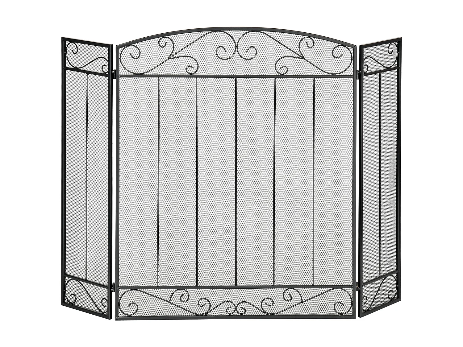 Grille de protection pour cheminée - pare-feu large pour cheminée ou poêle - pare-étincelles - barrière de sécurité - 3 volets pliables - acier métal noir