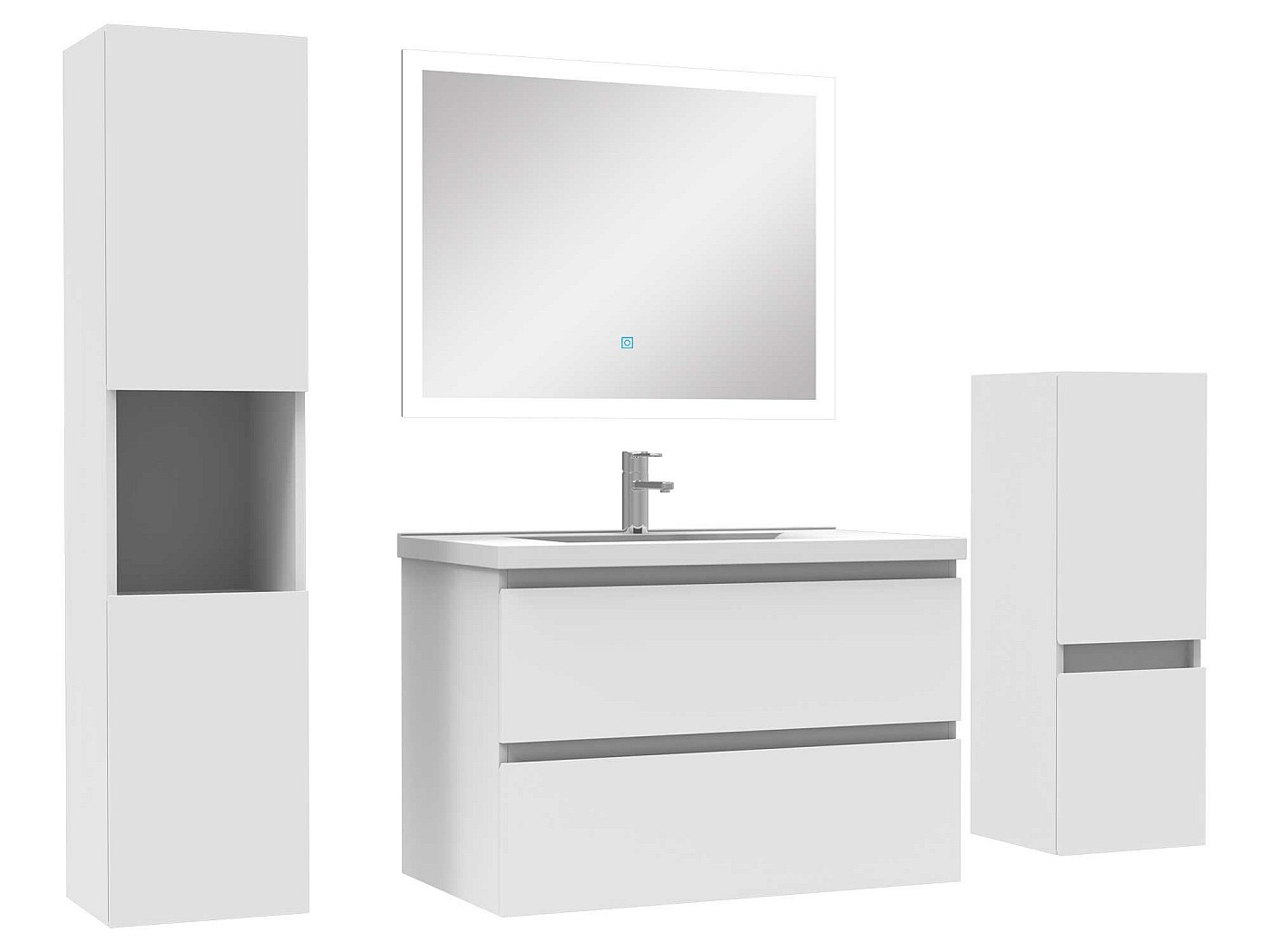 Ensemble meuble de salle de bain 80cm vasque + colonne de rangement