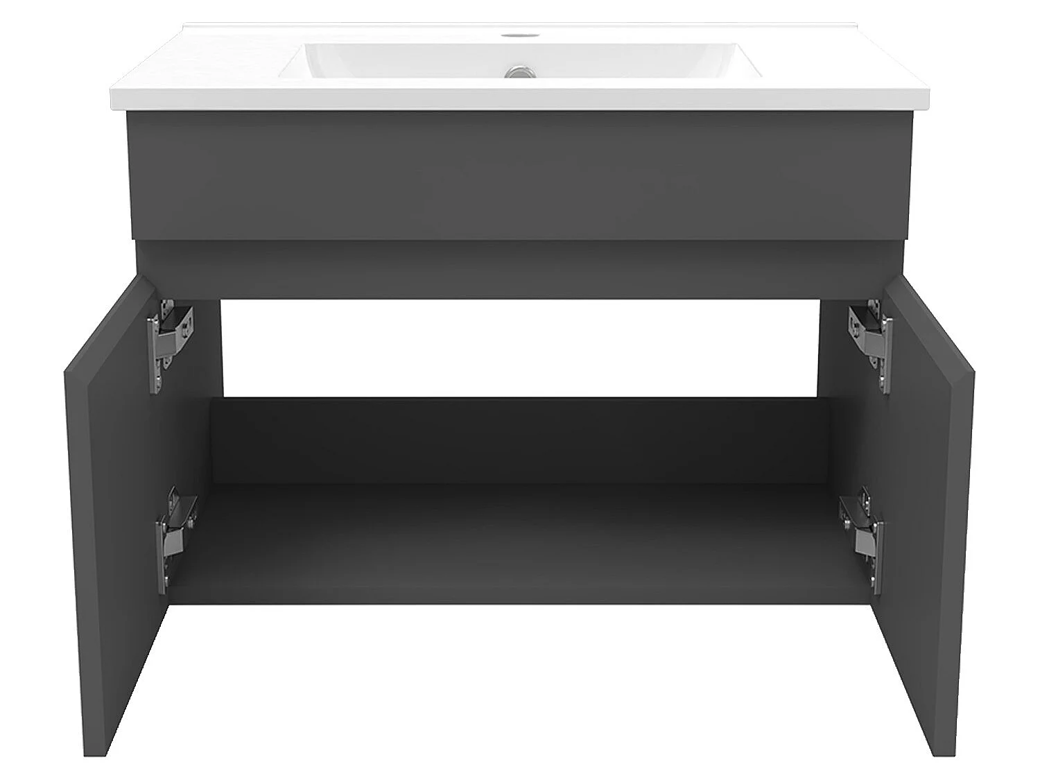 Meuble Salle de Bain avec colonne 60cm Anthracite avec vasque ceramique, Aica